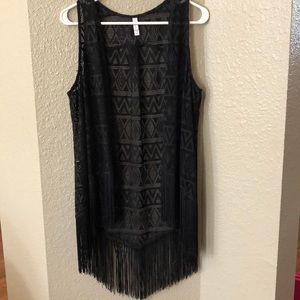 Black BoHo Fringe Vest